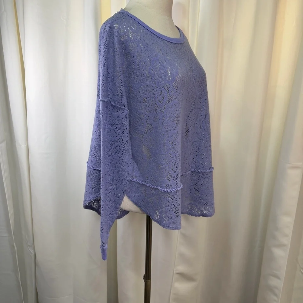 Free People ‘Not Cold In This Top’ Lace Long-Sleeve Top in Lavender Purple Small
